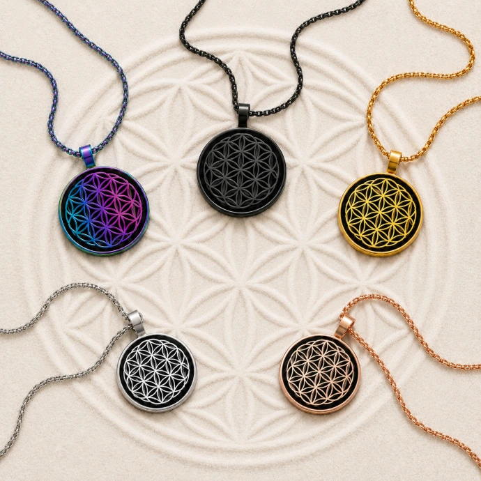 [FG-CHA-018] PROMO - Pendentif Fleur de vie - vibranium (Ø 2,5 cm)