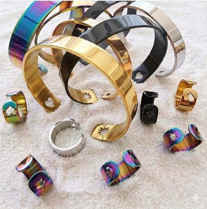 Bracelet + Bague Jonc - Love & light - inox