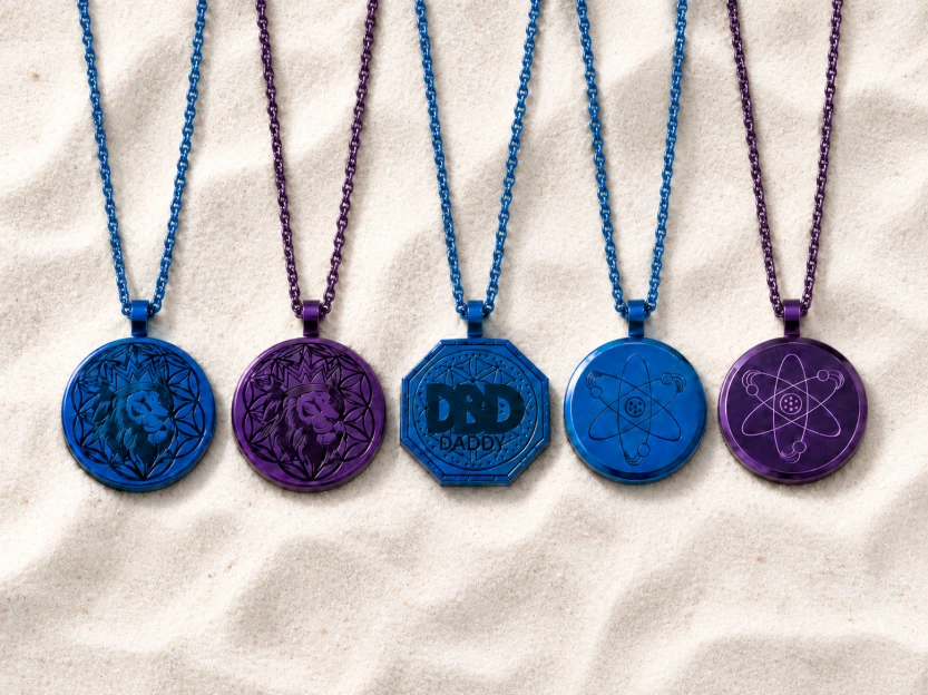 PROMO - Pendentif BLEU / MAUVE - Edition Prestige (Bleu, Électrons)