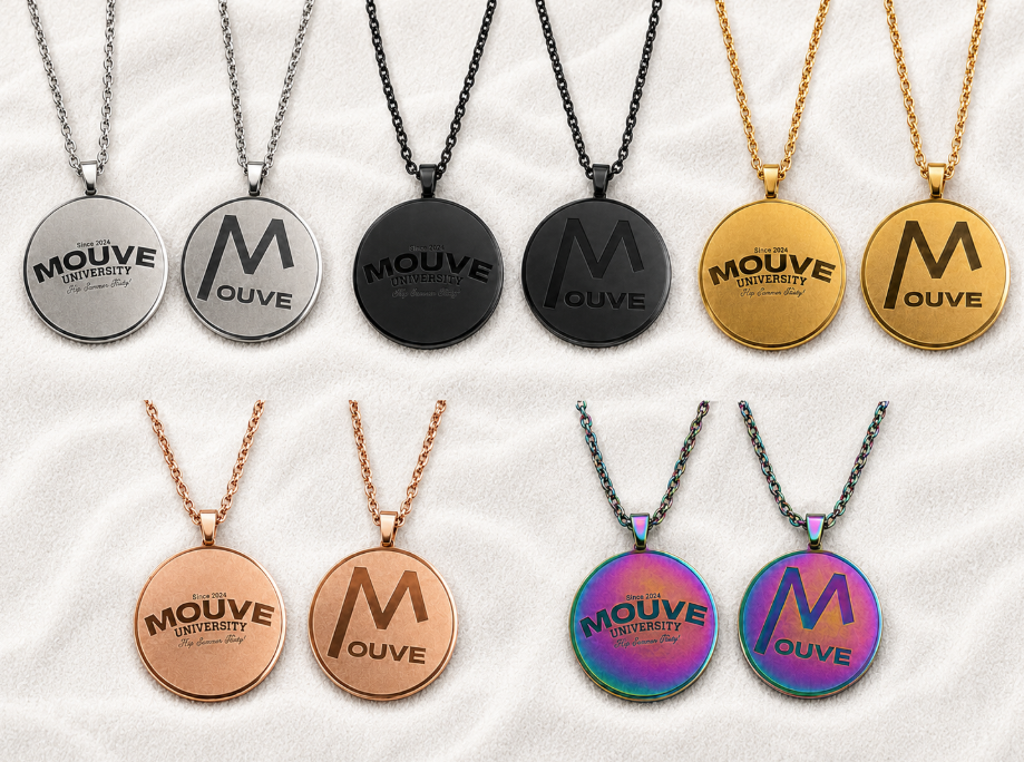 Pendentif Mouve - Inox (Rond) (Doré)